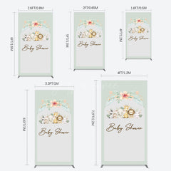 Aperturee - Aperturee Safari Green Leaf Floral Baby Shower Rectangle Backdrop