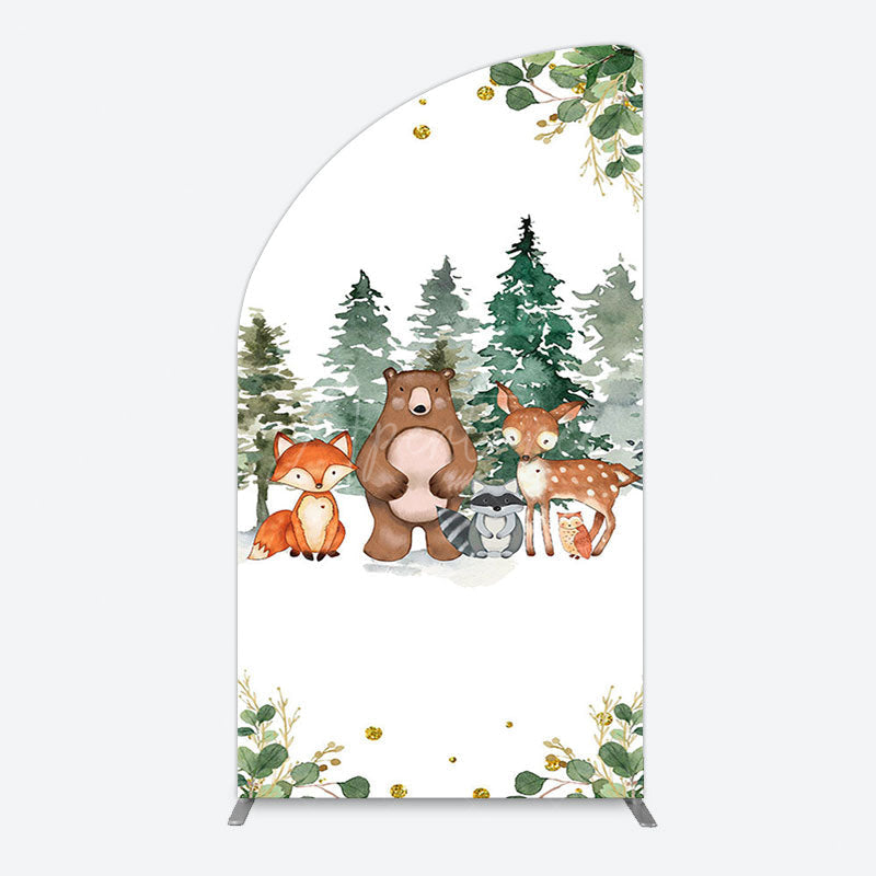 Aperturee - Aperturee Safari Jungle Mountain Baby Shower Half Moon Arch Backdrop