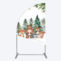 Aperturee - Aperturee Safari Jungle Mountain Baby Shower Half Moon Arch Backdrop