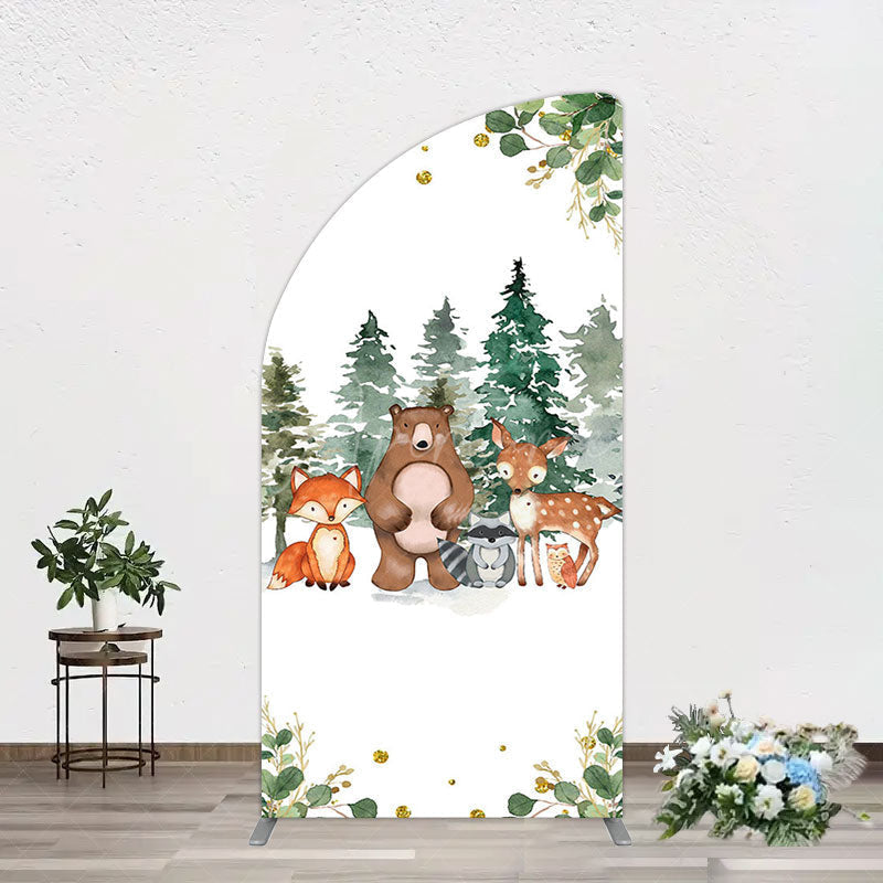 Aperturee - Aperturee Safari Jungle Mountain Baby Shower Half Moon Arch Backdrop
