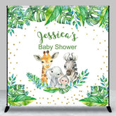 Aperturee - Aperturee Safari Plant Monstera Custom Name Baby Shower Backdrop