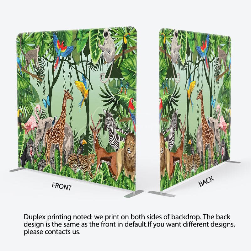 Aperturee - Aperturee Safari Wild Animals Birthday Pillow Case Backdrop