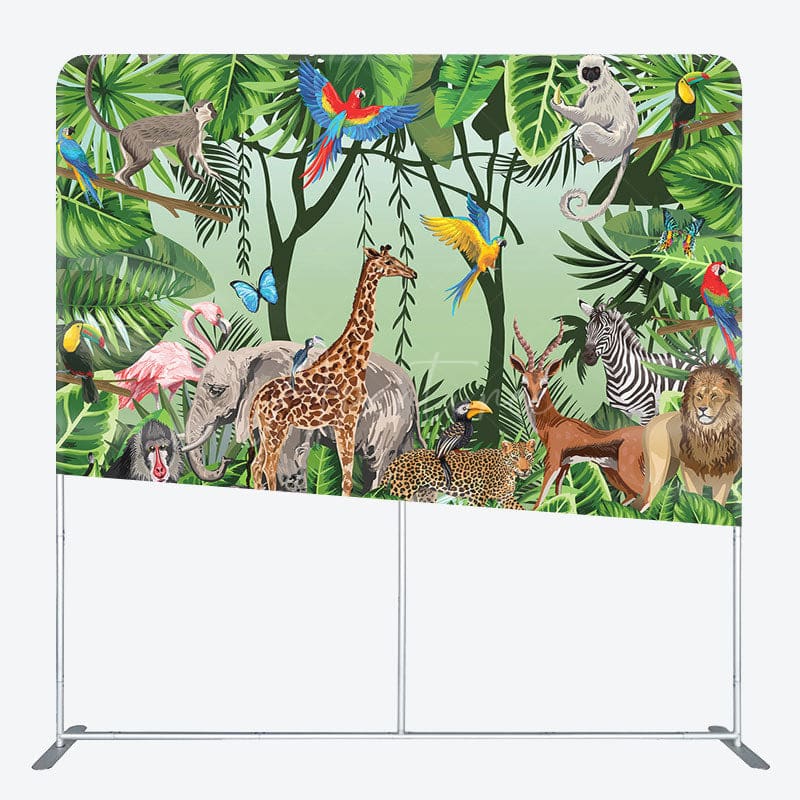 Aperturee - Aperturee Safari Wild Animals Birthday Pillow Case Backdrop