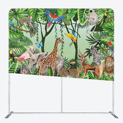 Aperturee - Aperturee Safari Wild Animals Birthday Pillow Case Backdrop