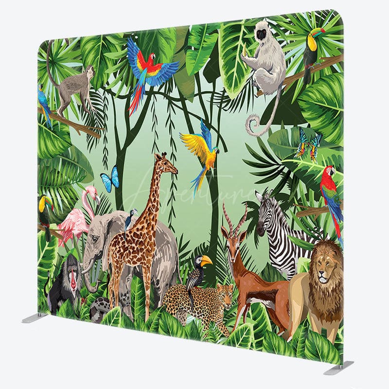 Aperturee - Aperturee Safari Wild Animals Birthday Pillow Case Backdrop