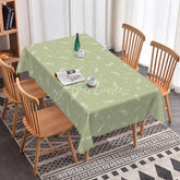 Aperturee - Aperturee Sage Green Botanical Leaf Rectangle Tablecloth Simple Modern Farmhouse Style Minimalist Kitchen Dining Decor