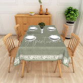 Aperturee - Aperturee Sage Green Rustic Texture Floral Border Rectangle Tablecloth Elegant Dining Decor Washable Kitchen Table Cover