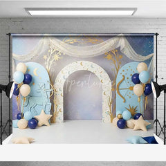 Aperturee - Aperturee Sagittarius Zodiac Photography Backdrop Blue Archer and Gold Stars Birthday Party Background