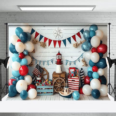 Aperturee - Aperturee Sailor Navigation Balloon Flag Cake Smash Backdrop