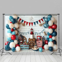 Aperturee - Aperturee Sailor Navigation Balloon Flag Cake Smash Backdrop