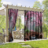 Aperturee - Aperturee Sakura Landscape Waterproof Printed Outdoor Curtains