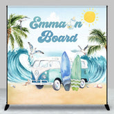 Aperturee - Aperturee Sand Beach Surfboard Custom Name Baby Shower Backdrop