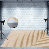 Aperturee - Aperturee Sand Colored Palm Leaf Shadow Fabric Floor Backdrop