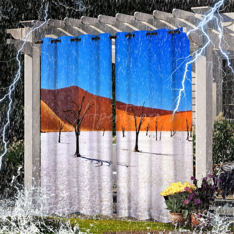 Aperturee - Aperturee Sand Dune Desert Landscape Waterproof Printed Outdoor Curtains