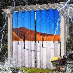 Aperturee - Aperturee Sand Dune Desert Landscape Waterproof Printed Outdoor Curtains