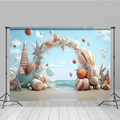 Aperturee - Aperturee Sandy Beach Arch Coastal Cake Smash Photo Backdrop