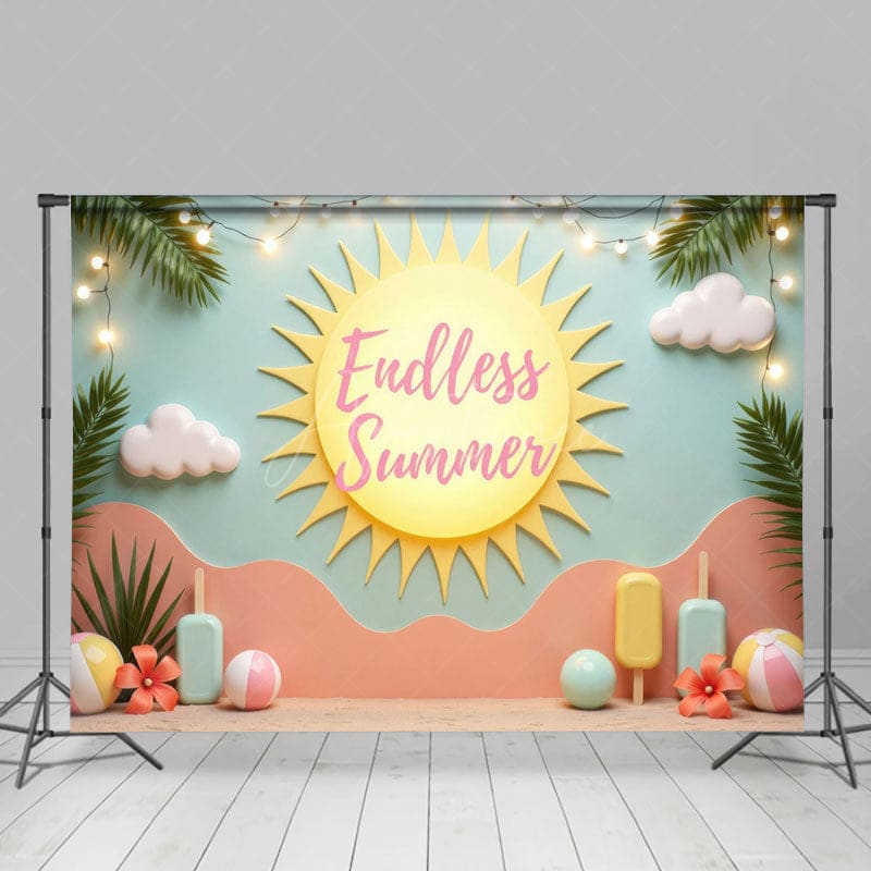 Aperturee - Aperturee Sandy Beach Endless Summer Cake Smash Photo Backdrop