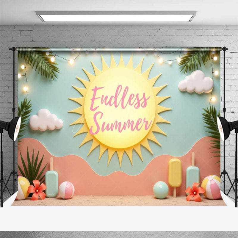 Aperturee - Aperturee Sandy Beach Endless Summer Cake Smash Photo Backdrop