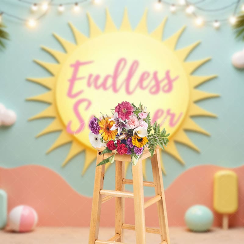 Aperturee - Aperturee Sandy Beach Endless Summer Cake Smash Photo Backdrop