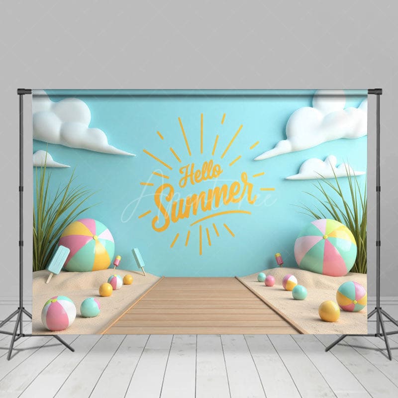 Aperturee - Aperturee Sandy Beach Hello Summer Cake Smash Photo Backdrop