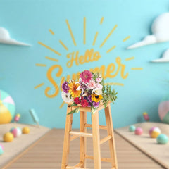 Aperturee - Aperturee Sandy Beach Hello Summer Cake Smash Photo Backdrop