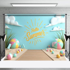 Aperturee - Aperturee Sandy Beach Hello Summer Cake Smash Photo Backdrop