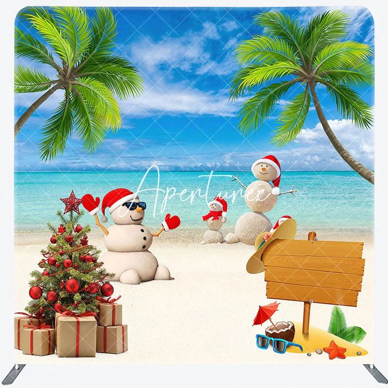 Aperturee - Aperturee Sandy Beach Pine Trees Christmas In July Backdrop