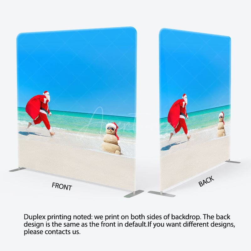 Aperturee - Aperturee Santa Beach Christmas Double-Sided Square Backdrop