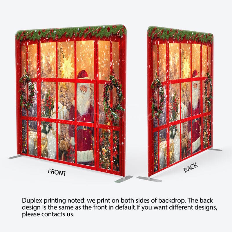 Aperturee - Aperturee Santa Beside The Window Christmas Square Backdrop