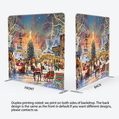 Aperturee - Aperturee Santa Carriage Xmas Town Double-Sided Square Backdrop