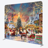 Aperturee - Aperturee Santa Carriage Xmas Town Double-Sided Square Backdrop