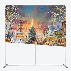 Aperturee - Aperturee Santa Carriage Xmas Town Double-Sided Square Backdrop
