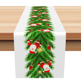 Aperturee - Aperturee Santa Claus Pine Tree Leaves Christmas Table Runner