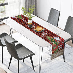 Aperturee - Aperturee Santa Claus Red Buffalo Plaid Table Runner Rustic Burlap ’Christmas’ Farmhouse Holiday Dining Decor