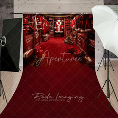 Aperturee - Aperturee Santa Closet Sweep Backdrop Red Suit Wardrobe Gift Photography Background Luxury Dressing Room Christmas Holiday