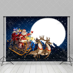 Aperturee - Aperturee Santa Delivering Gifts Moon Night Christmas Backdrop