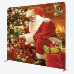 Aperturee - Aperturee Santa Gifts Xmas Tree Double-Sided Square Backdrop