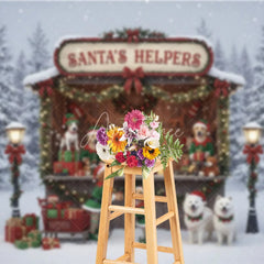 Aperturee - Aperturee Santa Helpers Dog Backdrop Puppy Elf Stand Photography Background Winter Snow Pet Lover Holiday Party Decoration