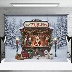 Aperturee - Aperturee Santa Helpers Dog Backdrop Puppy Elf Stand Photography Background Winter Snow Pet Lover Holiday Party Decoration