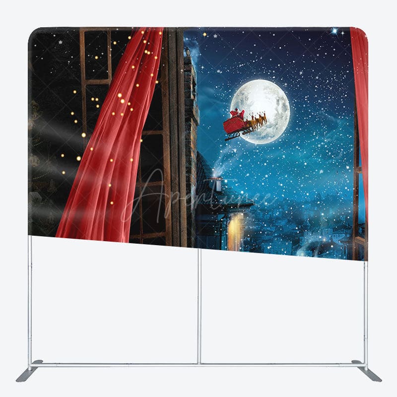 Aperturee - Aperturee Santa Moon Night Pillow Case Christmas Backdrop