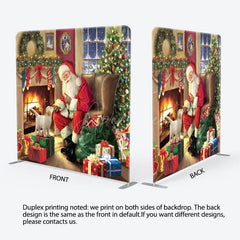 Aperturee - Aperturee Santa Puppy Fireplace Christmas Pillow Case Backdrop