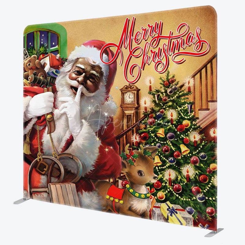 Aperturee - Aperturee Santa Reindeer Indoor Xmas Tension Fabric Backdrop