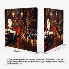 Aperturee - Aperturee Santa Retro Fireplace Christmas Pillow Case Backdrop