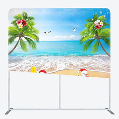 Aperturee - Aperturee Santa Snowman Beach Christmas Pillow Case Backdrop