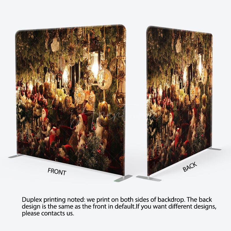 Aperturee - Aperturee Santa Store Lighted Christmas Pillow Cover Backdrop