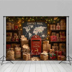 Aperturee - Aperturee Santa’s Mailroom Photo Booth Backdrop Letters to Santa Workshop North Pole Christmas Mini Session Background