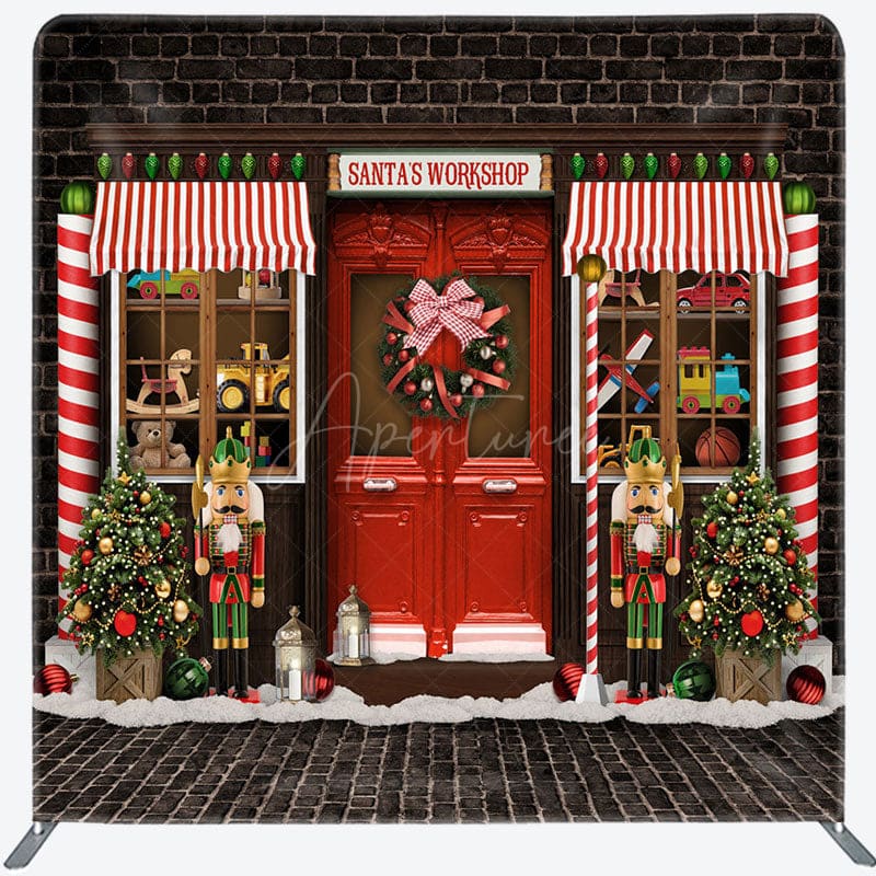 Aperturee - Aperturee Santas Workshop Merry Christmas Pillow Case Backdrop