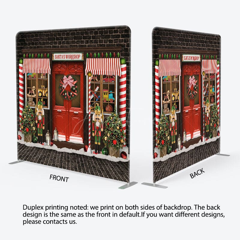 Aperturee - Aperturee Santas Workshop Merry Christmas Pillow Case Backdrop