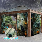 Aperturee - Aperturee Scared Halloween Waterproof Printed Outdoor Curtains