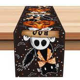 Aperturee - Aperturee Scary Boo Halloween Table Runner with Jack O’ Lanterns Spooky Pumpkin Patch Haunted Holiday Party Decoration